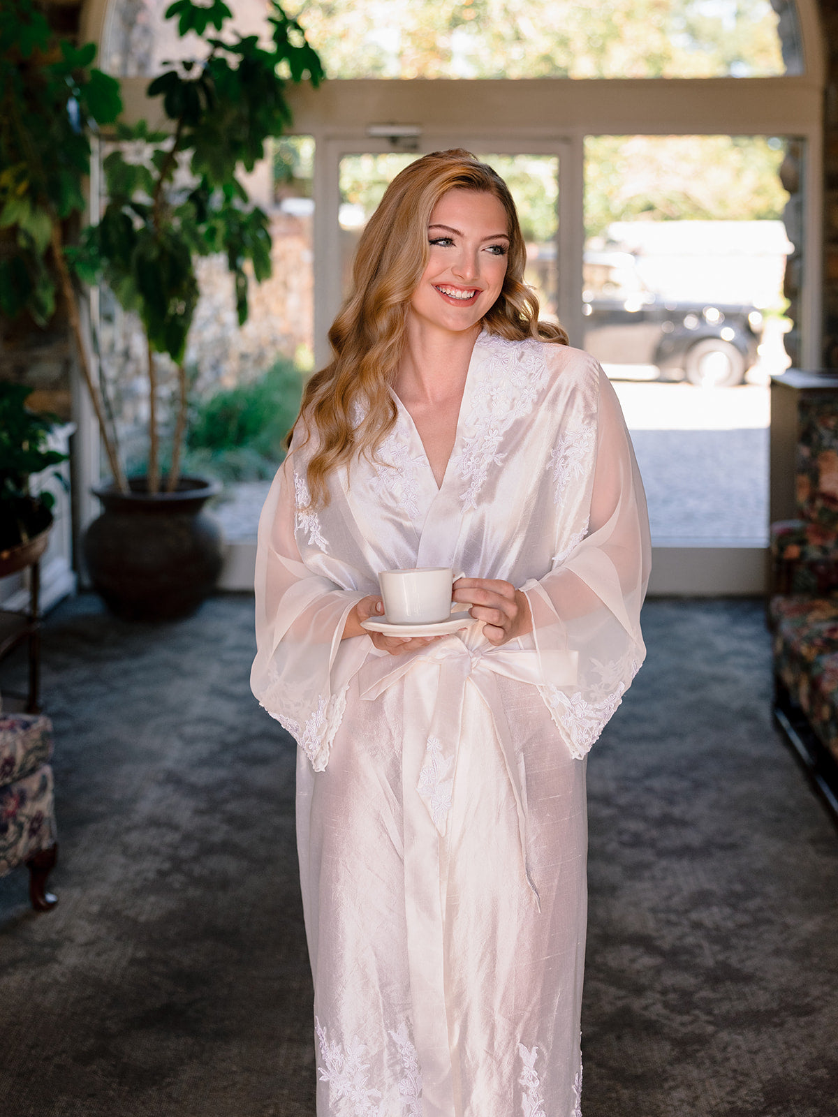 chinese dress ladies Short Sleeve Kimono Style Cotton Bathrobe, Short Sleeve Cotton Bath Robe L main image 1