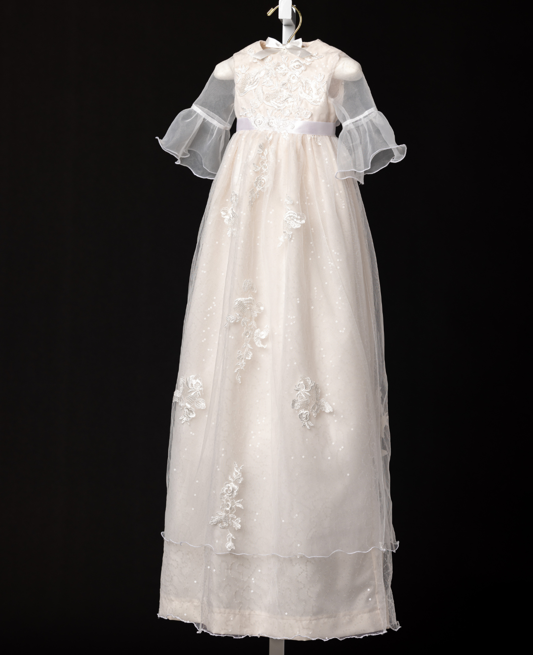 fitted lace wedding dress Luxe Heirloom Christening Gown 0-3M