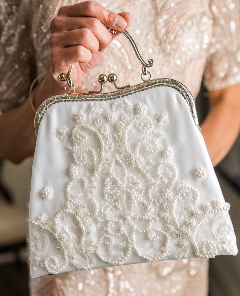 Flapper Bridal Purse | 1920s Beaded Ivory Handbag | Deco Shop