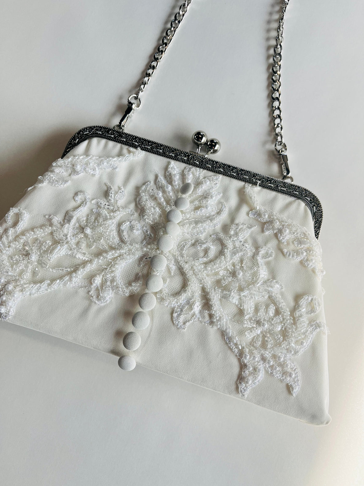 Hand Crafted Ivory Clutch Purse With Peach Flower Adornments by The Button  Tree Co. | CustomMade.com