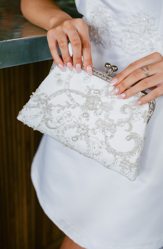 Date Night Clutch Made From Wedding Dress | Unbox the Dress Unbox the Dress Date Night Clutch Made From Wedding Dress | Unbox the Dress Unbox the Dress