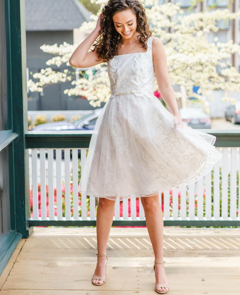 Lace fit and flare dress online