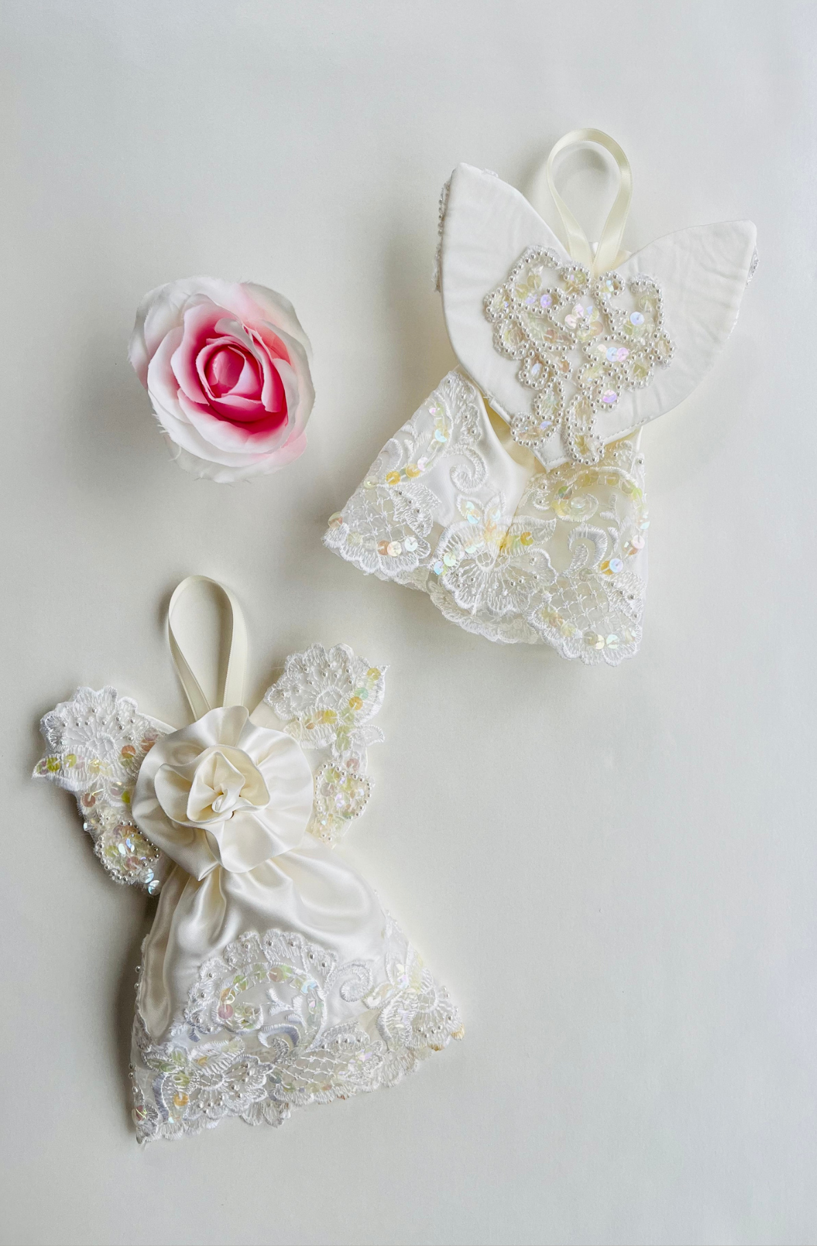 Wedding Dress Made Into Guardian Angel Ornaments