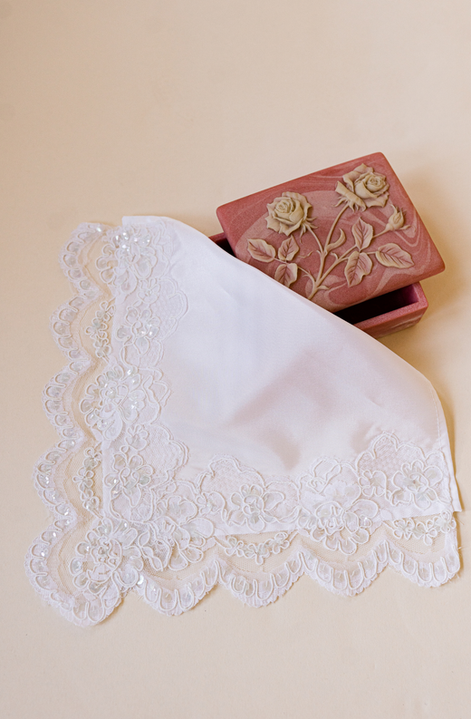 Woman's Hankie Made From Mother's Wedding Dress | Unbox the Dress Woman's Hankie Made From Mother's Wedding Dress | Unbox the Dress