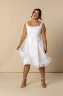 White fit sales and flare dress