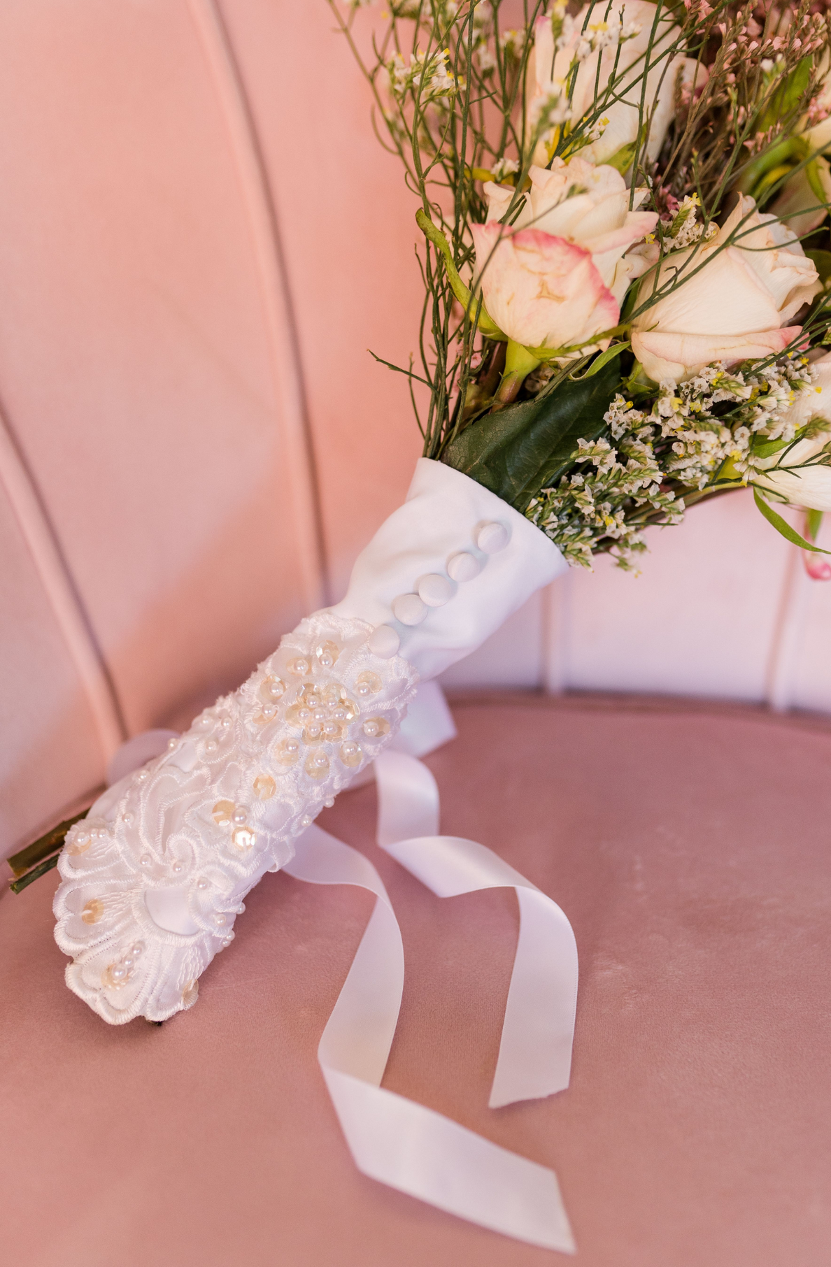 Bridal Bouquet Wrap Made From Wedding Dress