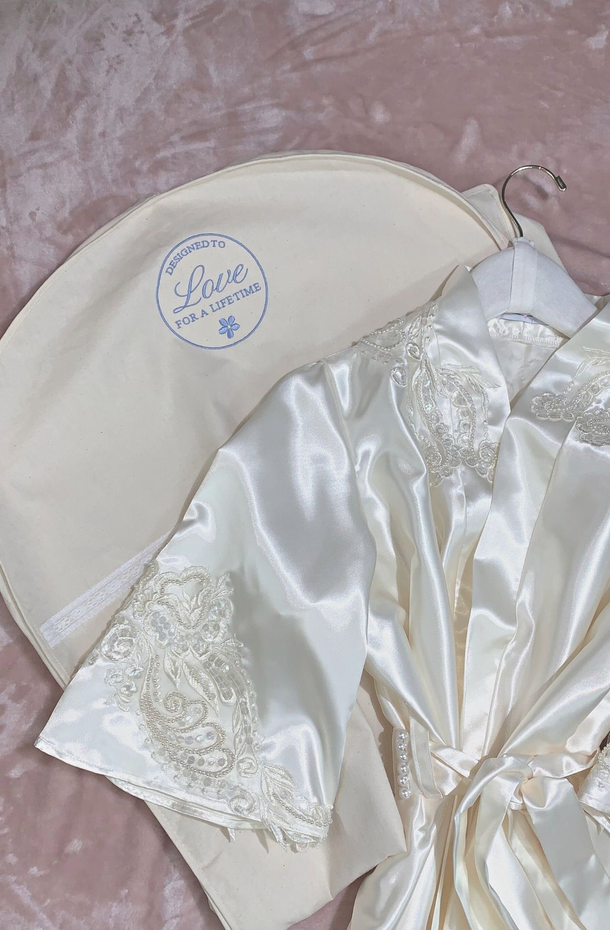 Cherish Embroidered Garment Bag with Padded Hanger