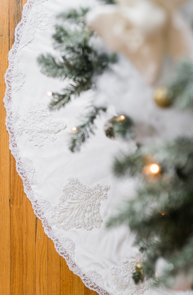 Custom Christmas Tree Skirt Made From Wedding Dress