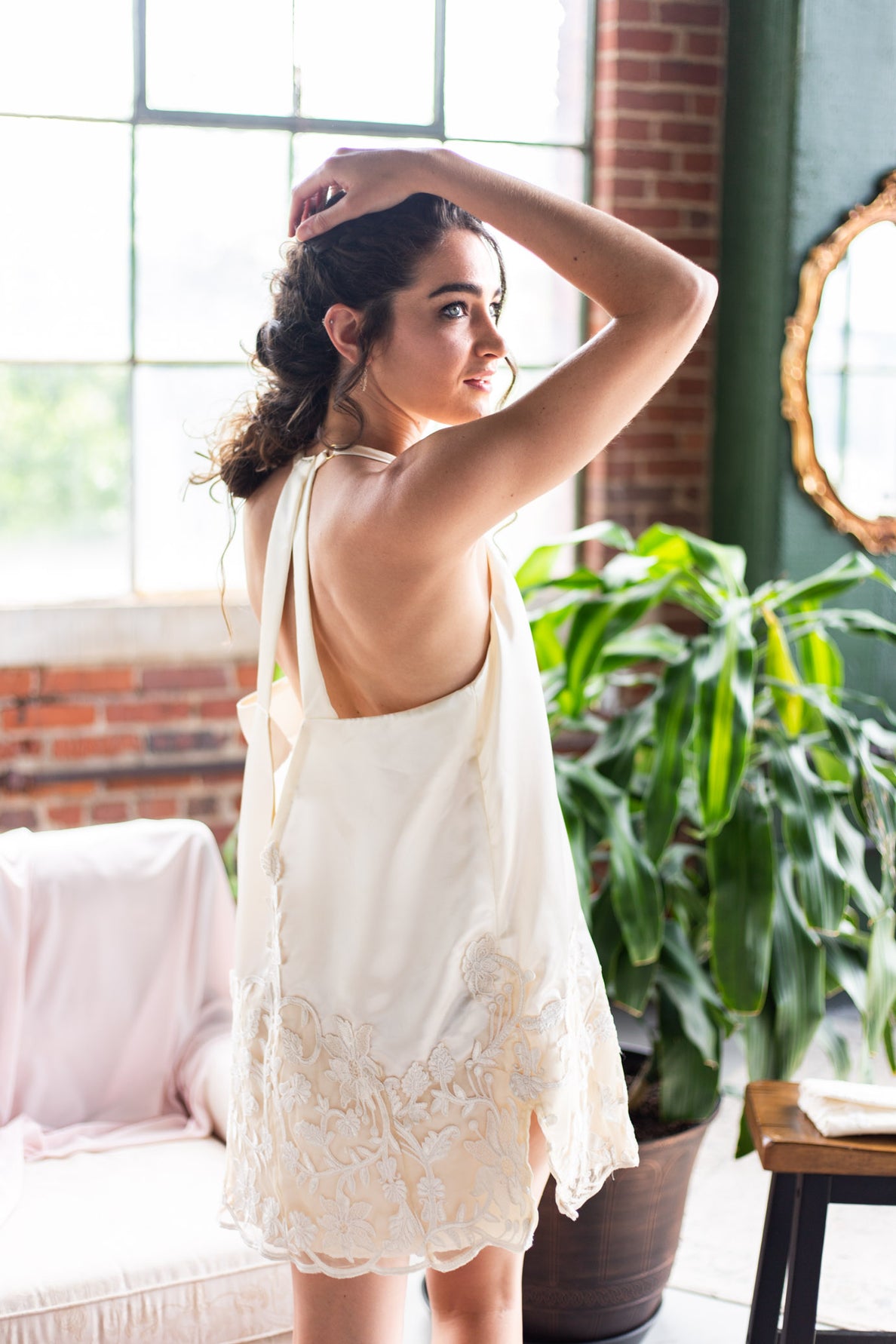 See-Through Set with Lace-Decorated Robe and Nightgown