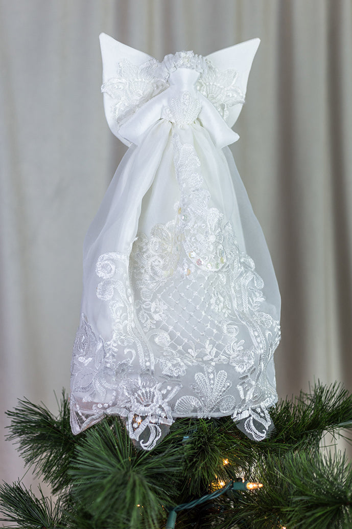 Wedding Dress Made Into Guardian Angel Tree Topper | Unbox The Dress
