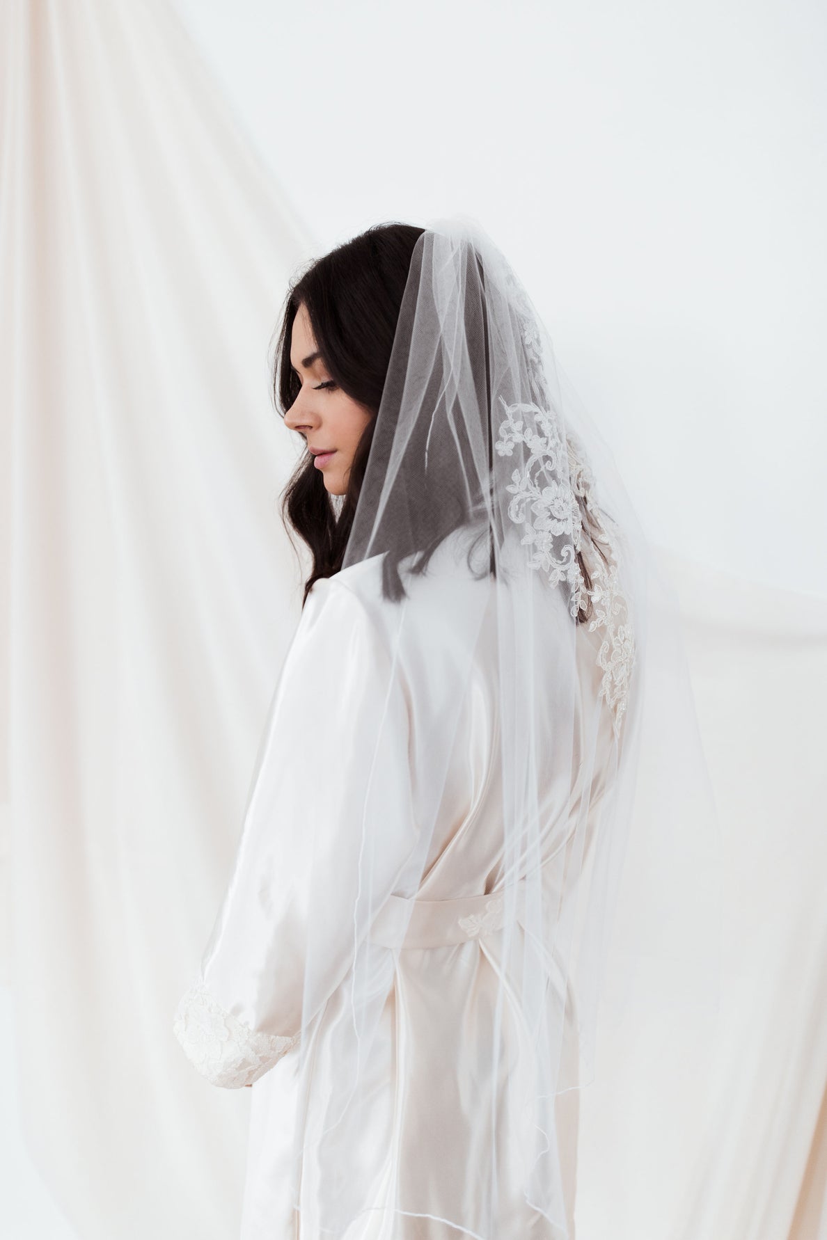 WEEPING CHERRY | embellished short wedding veil